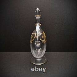 Carafe à liqueur cristal gravé à l'acide tête de lion Saint-Louis Congress 1900