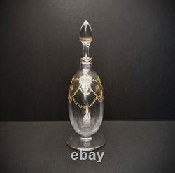 Carafe à liqueur cristal gravé à l'acide tête de lion Saint-Louis Congress 1900