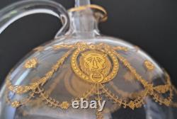 Carafe à liqueur cristal gravé à l'acide tête de lion Saint-Louis Congress 1900