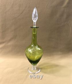 Carafe à liqueurs en cristal vert SAINT LOUIS 27 cm Table Bouchon Service Vin