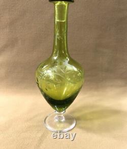 Carafe à liqueurs en cristal vert SAINT LOUIS 27 cm Table Bouchon Service Vin