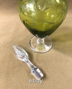 Carafe à liqueurs en cristal vert SAINT LOUIS 27 cm Table Bouchon Service Vin