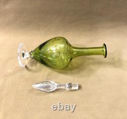 Carafe à liqueurs en cristal vert SAINT LOUIS 27 cm Table Bouchon Service Vin