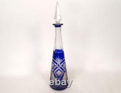 Carafe à vin cristal taillé Baccarat Saint-Louis bleu cobalt début XXème