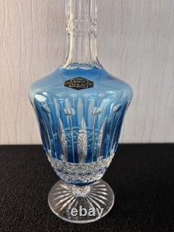 Carafe à vin modèle Tommy overlay bleu ciel en cristal de Saint Louis