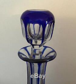 Carafe cristal bleu Saint Louis Baccarat Val St. Lambert Bohème, vin décanter