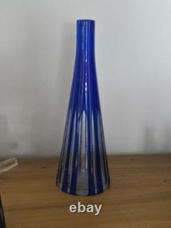 Carafe cristal taillé St Louis verres liqueur bleu cobalt Baccarat
