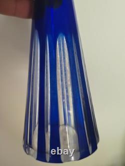 Carafe cristal taillé St Louis verres liqueur bleu cobalt Baccarat