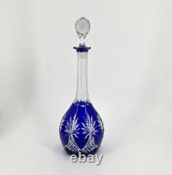 Carafe en cristal de SAINT LOUIS doublé BLEU modèle MAROC taille 8764 37,5 cm