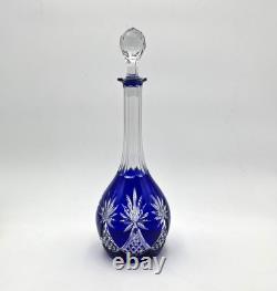 Carafe en cristal de SAINT LOUIS doublé BLEU modèle MAROC taille 8764 37,5 cm