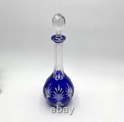 Carafe en cristal de SAINT LOUIS doublé BLEU modèle MAROC taille 8764 37,5 cm