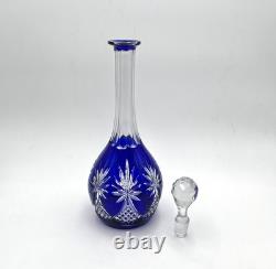 Carafe en cristal de SAINT LOUIS doublé BLEU modèle MAROC taille 8764 37,5 cm