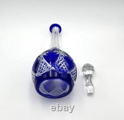 Carafe en cristal de SAINT LOUIS doublé BLEU modèle MAROC taille 8764 37,5 cm