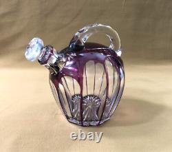 Carafe melon cristal overlay SAINT LOUIS doublé AMETHYSTE modèle BEAUFORT 17 cm