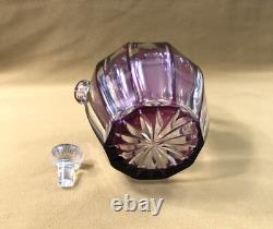 Carafe melon cristal overlay SAINT LOUIS doublé AMETHYSTE modèle BEAUFORT 17 cm