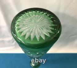 Carafe overlay en cristal taillé doublé vert SAINT LOUIS modèle MASSENET 32 cm