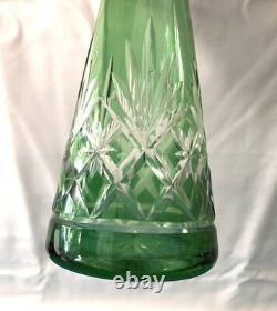 Carafe overlay en cristal taillé doublé vert SAINT LOUIS modèle MASSENET 32 cm