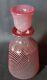 Carafon à Bouchon Creux Cristal De Saint Louis Rosé à Décor De Latticino Blanc