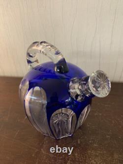 Carafon à liqueur overlay bleu en cristal de Saint Louis modèle1