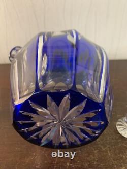 Carafon à liqueur overlay bleu en cristal de Saint Louis modèle1