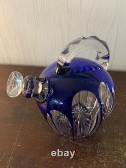 Carafon à liqueur overlay bleu en cristal de Saint Louis modèle1