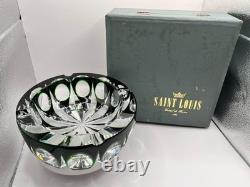 Cendrier Saint Louis grand cendrier en cristal taillé vert Ambassadeur