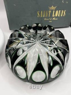 Cendrier Saint Louis grand cendrier en cristal taillé vert Ambassadeur