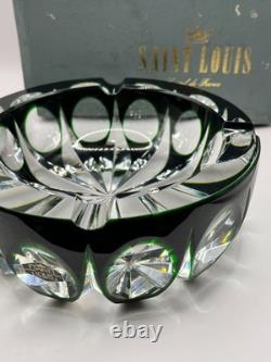Cendrier Saint Louis grand cendrier en cristal taillé vert Ambassadeur
