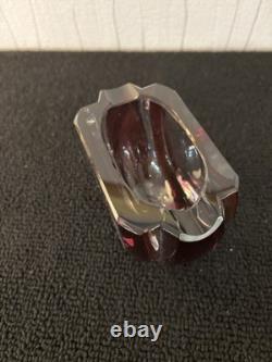 Cendrier demi sphère overlay majenta en cristal de Saint Louis modèle12