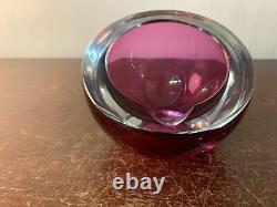 Cendrier demi sphère overlay violet en cristal de Saint Louis modèle1