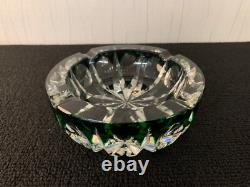 Cendrier overlay vert en cristal de Saint Louis