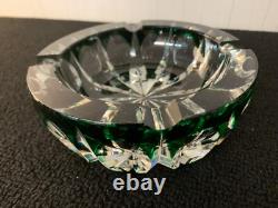 Cendrier overlay vert en cristal de Saint Louis