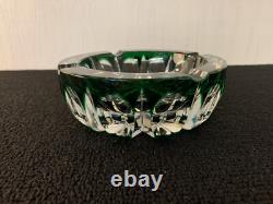 Cendrier overlay vert en cristal de Saint Louis