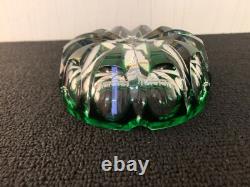 Cendrier overlay vert en cristal de Saint Louis