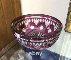 Coupe cristal taillé doublé violet BACCARAT / VAL St LAMBERT / SAINT LOUIS 15 cm