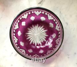 Coupe cristal taillé doublé violet BACCARAT / VAL St LAMBERT / SAINT LOUIS 15 cm