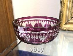 Coupe cristal taillé doublé violet BACCARAT / VAL St LAMBERT / SAINT LOUIS 15 cm