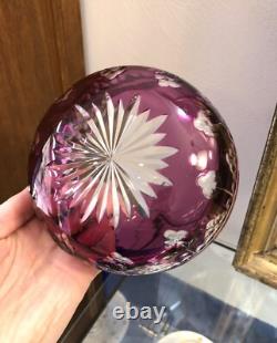 Coupe cristal taillé doublé violet BACCARAT / VAL St LAMBERT / SAINT LOUIS 15 cm