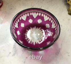 Coupe cristal taillé doublé violet BACCARAT / VAL St LAMBERT / SAINT LOUIS 15 cm