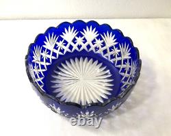 Coupe / jatte / saladier en cristal taillé doublé bleu SAINT LOUIS couleurs 20cm