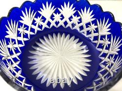 Coupe / jatte / saladier en cristal taillé doublé bleu SAINT LOUIS couleurs 20cm