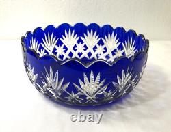 Coupe / jatte / saladier en cristal taillé doublé bleu SAINT LOUIS couleurs 20cm