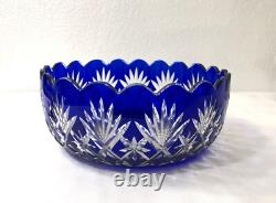Coupe / jatte / saladier en cristal taillé doublé bleu SAINT LOUIS couleurs 20cm