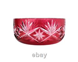 Coupe / saladier centre de table cristal overlay taillé rouge Saint-Louis St