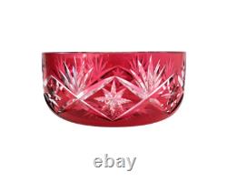 Coupe / saladier centre de table cristal overlay taillé rouge Saint-Louis St