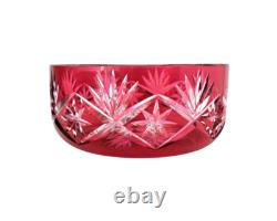 Coupe / saladier centre de table cristal overlay taillé rouge Saint-Louis St