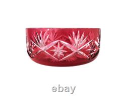 Coupe / saladier centre de table cristal overlay taillé rouge Saint-Louis St