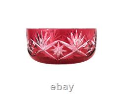 Coupe / saladier centre de table cristal overlay taillé rouge Saint-Louis St