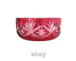 Coupe / saladier centre de table cristal overlay taillé rouge Saint-Louis St