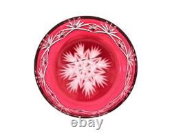 Coupe / saladier centre de table cristal overlay taillé rouge Saint-Louis St